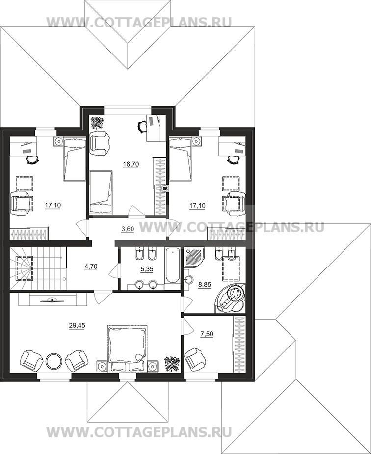 Поэтажные планы проект дома 97-96 общ. площадь 245,10 м2