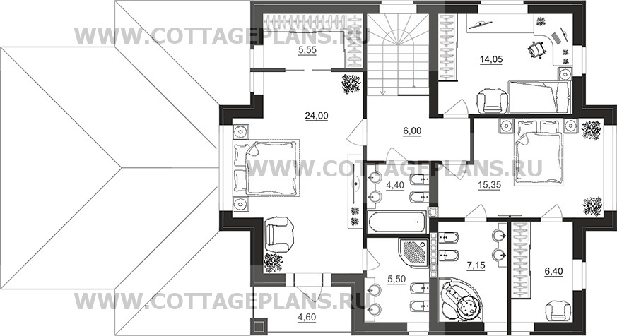 Поэтажные планы проект дома 76-07 общ. площадь 303,30 м2