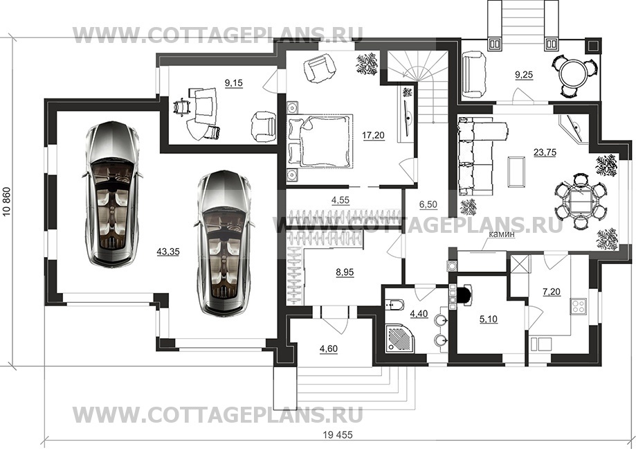 Поэтажные планы проект дома 75-68 общ. площадь 205,05 м2