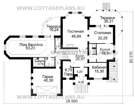 Поэтажные планы проект дома 30-10 общ. площадь 780,9м2