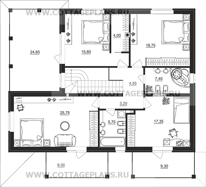 Поэтажные планы проект дома 95-91 общ. площадь 224,65 м2