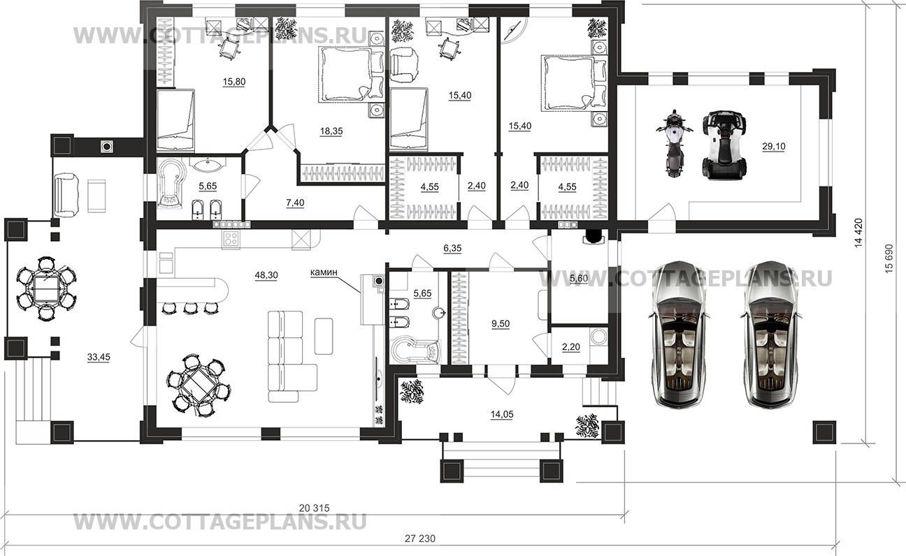 Поэтажные планы проект дома 07-70 общ. площадь 198,10 м2