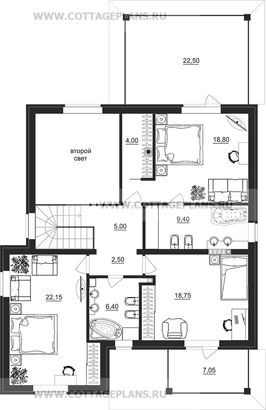 Поэтажные планы проект дома 100-14 общ. площадь 184,20 м2