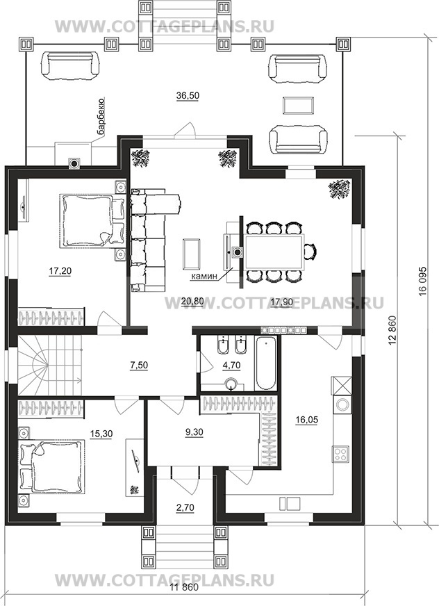 Поэтажные планы проект дома 93-58 общ. площадь 321,10 м2