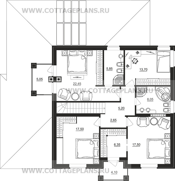 Поэтажные планы проект дома 75-24 общ. площадь 241,95 м2