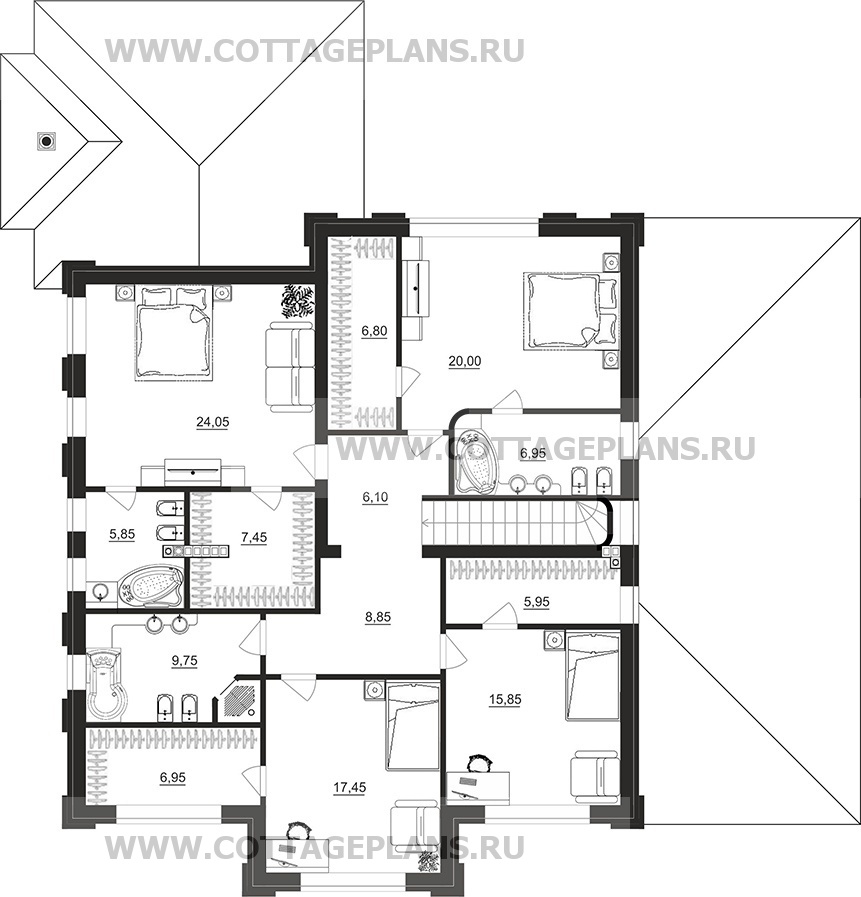 Поэтажные планы проект дома 206-14 общ. площадь 322,85 м2