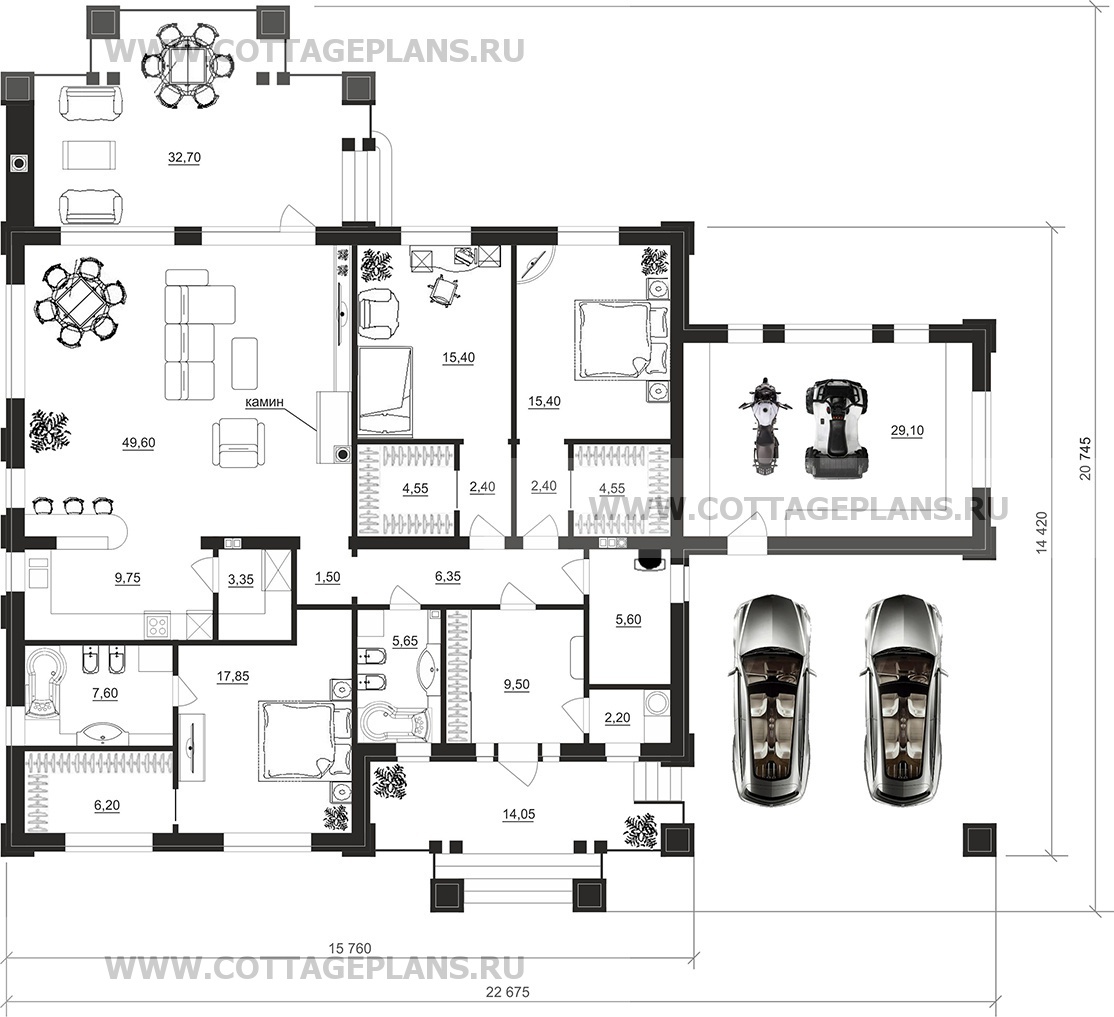 Поэтажные планы проект дома 07-64 общ. площадь 197,95м2