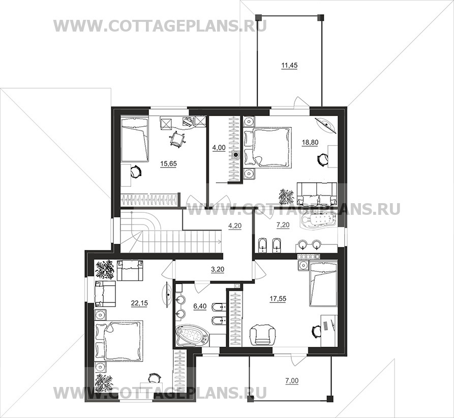 Поэтажные планы проект дома 92-31 общ. площадь 287,35 м2