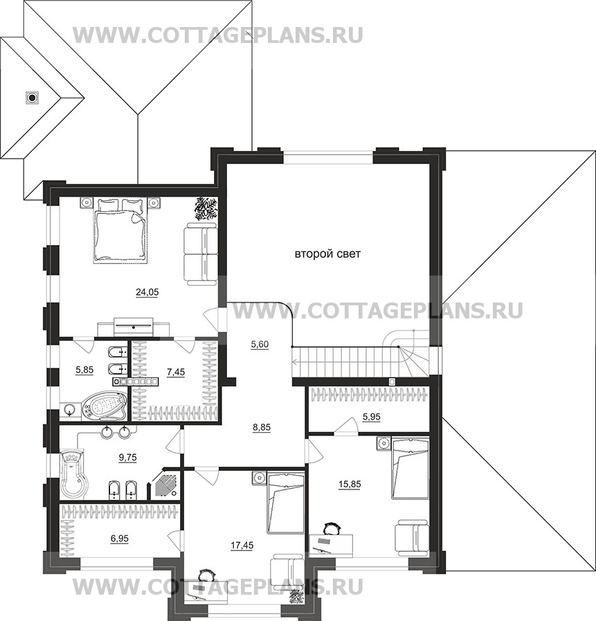 Поэтажные планы проект дома 206-11 общ. площадь 294,60 м2