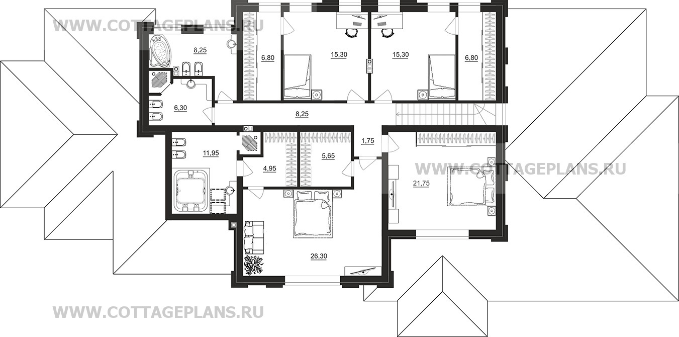 Поэтажные планы проект дома 204-45 общ. площадь 356,95 м2