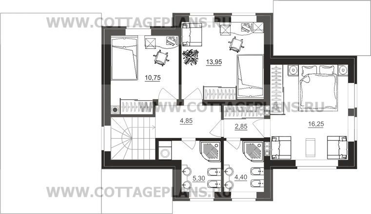 Поэтажные планы проект дома 14-32 общ. площадь 118,55 м2