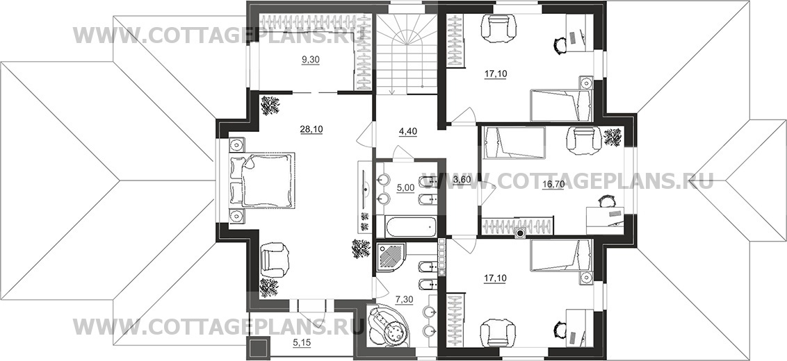 Поэтажные планы проект дома 29-92 общ. площадь 267,45 м2