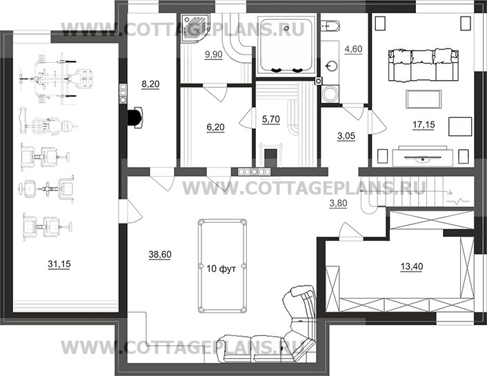 Поэтажные планы проект дома 76-55 общ. площадь 370,20 м2