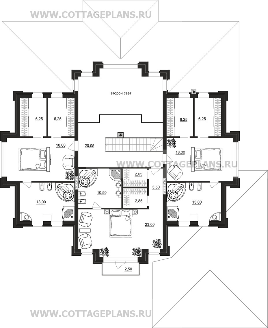 Поэтажные планы проект дома 101-25 общ. площадь 524,50 м2