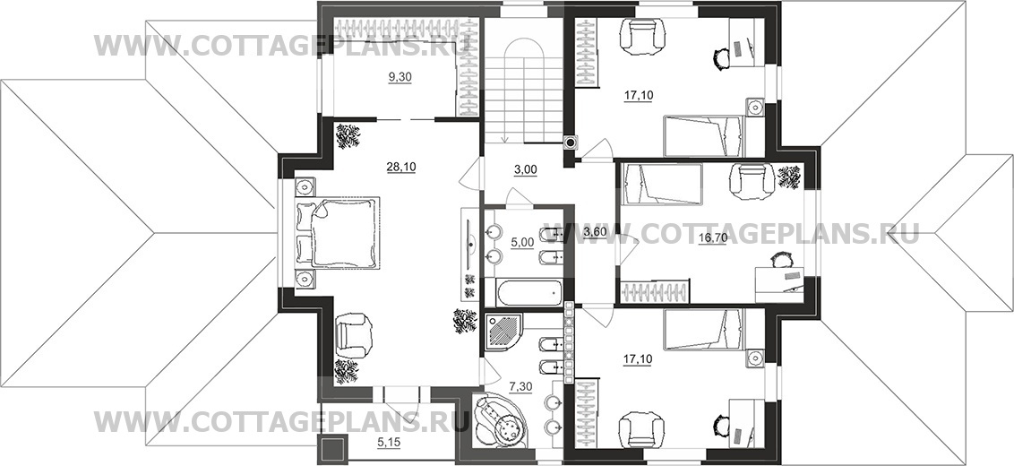 Поэтажные планы проект дома 93-92 общ. площадь 373,40 м2