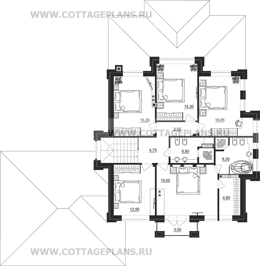 Поэтажные планы проект дома 201-94 общ. площадь 366,80 м2
