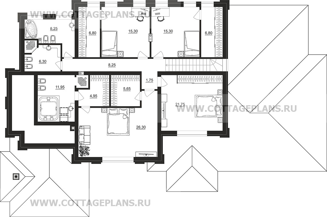 Поэтажные планы проект дома 202-64 общ. площадь 314,45 м2