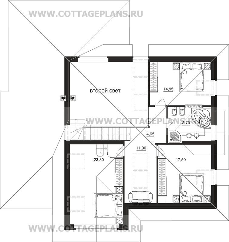 Поэтажные планы проект дома 95-76 общ. площадь 213,00 м2