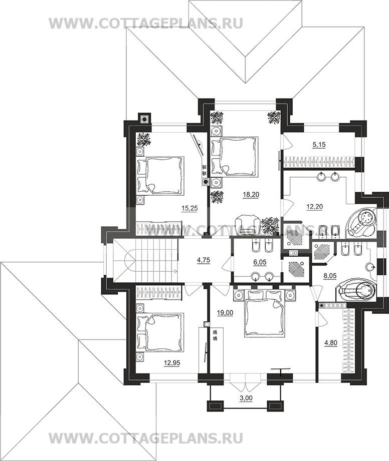 Поэтажные планы проект дома 200-91 общ. площадь 243,65 м2