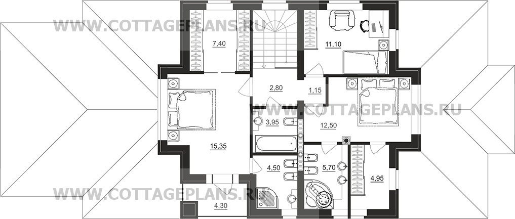 Поэтажные планы проект дома 201-64 общ. площадь 291,90 м2