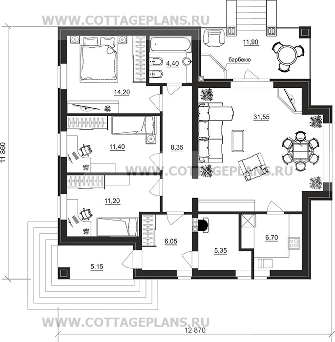 Поэтажные планы проект дома 07-45 общ. площадь 99,00 м2