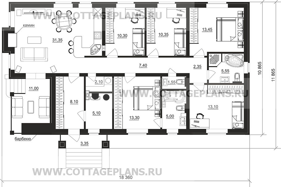 Поэтажные планы проект дома 900-93 общ. площадь 129,00 м2
