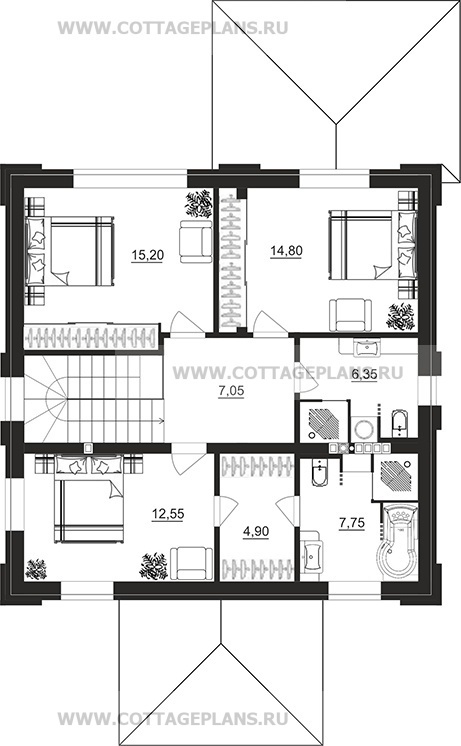 Поэтажные планы проект дома 206-46 общ. площадь 139,25 м2