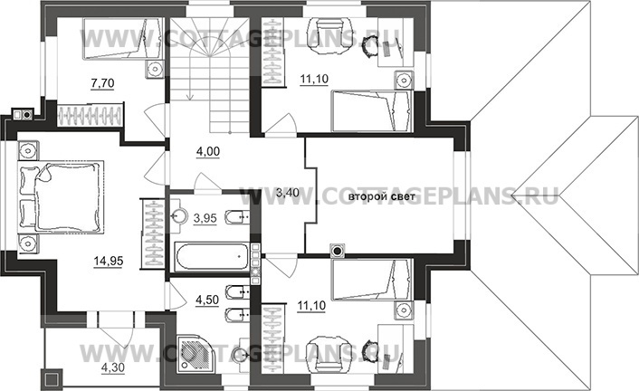 Поэтажные планы проект дома 200-44 общ. площадь 132,40 м2