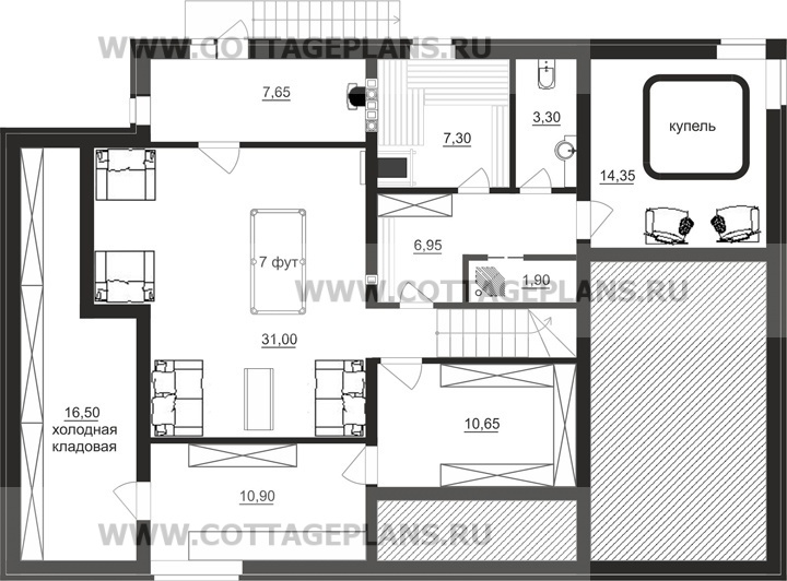 Поэтажные планы проект дома 93-55 общ. площадь 330,35 м2