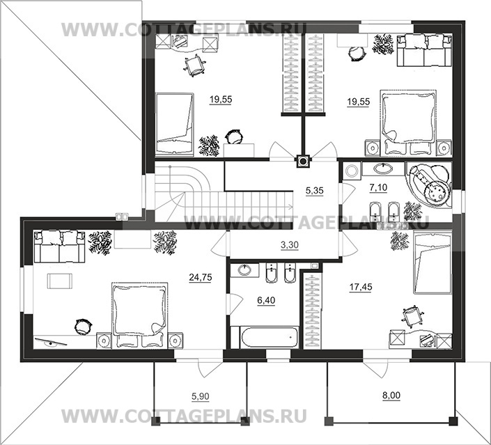 Поэтажные планы проект дома 16-53 общ. площадь 225,20м2