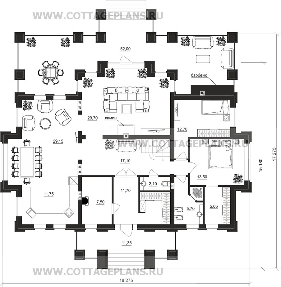 Поэтажные планы проект дома 202-12 общ. площадь 302,95 м2
