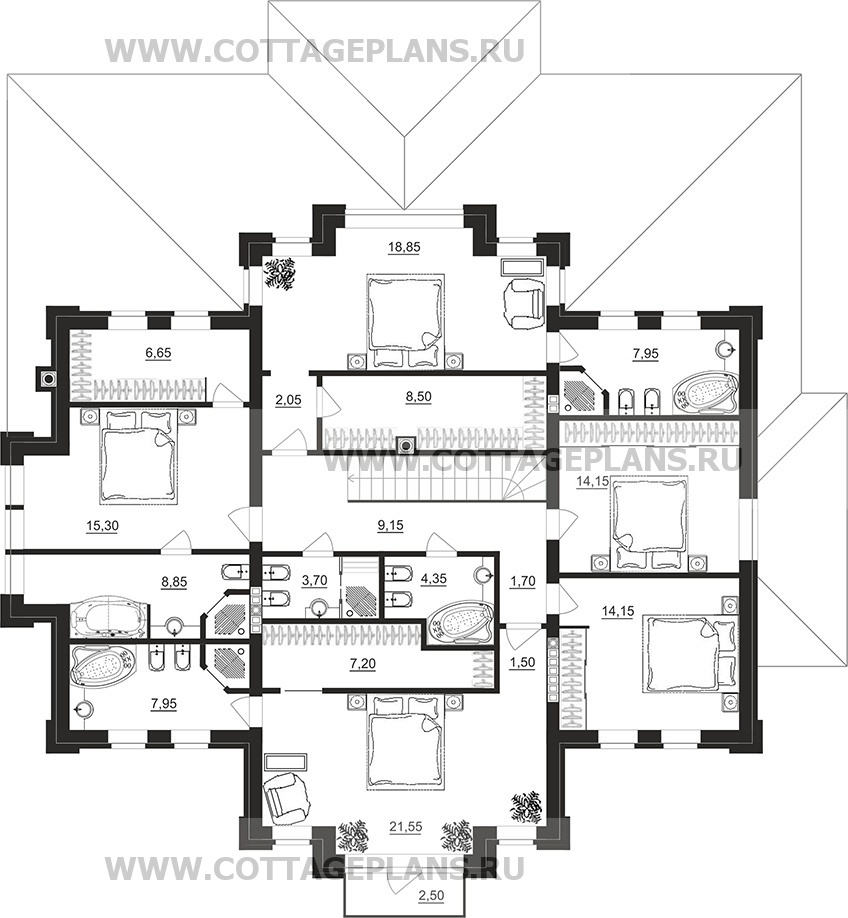 Поэтажные планы проект дома 203-12 общ. площадь 449,90 м2