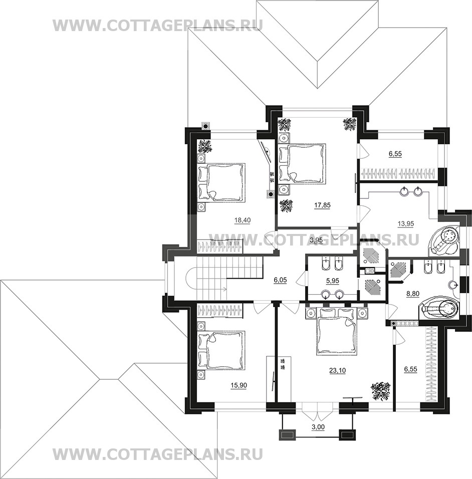Поэтажные планы проект дома 100-95 общ. площадь 303,95 м2