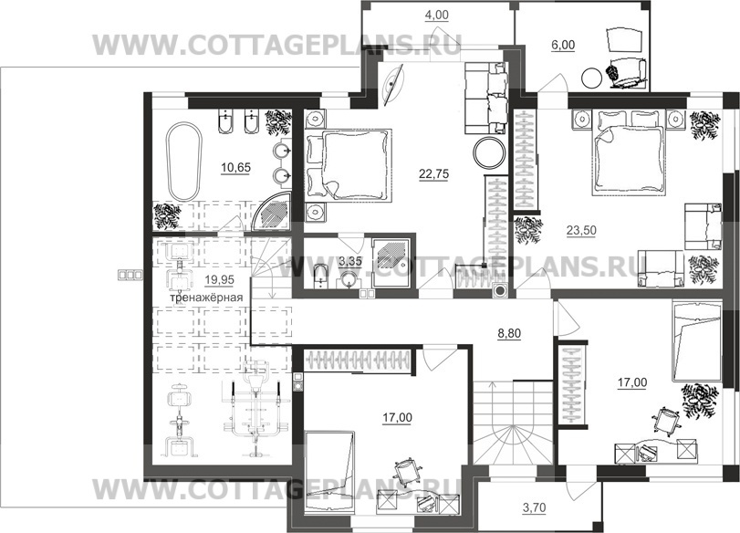 Поэтажные планы проект дома 74-49 общ. площадь 338,70 м2