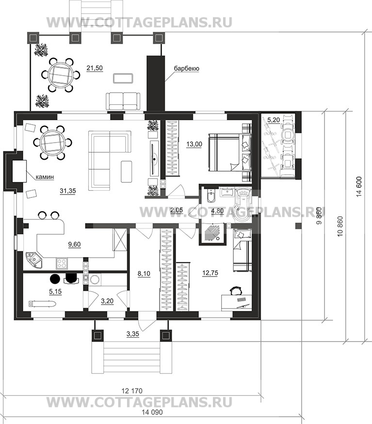 Поэтажные планы проект дома 700-57 общ. площадь 90,90м2