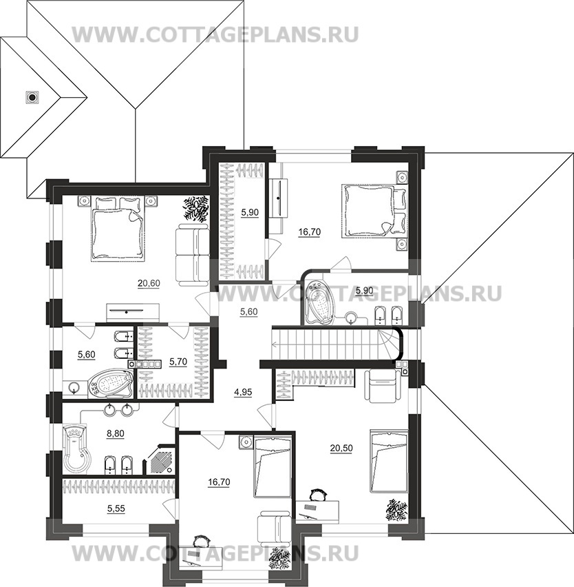 Поэтажные планы проект дома 104-27 общ. площадь 285,30 м2