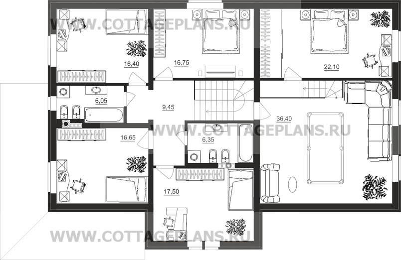 Поэтажные планы проект дома 16-73 общ. площадь 407,60 м2