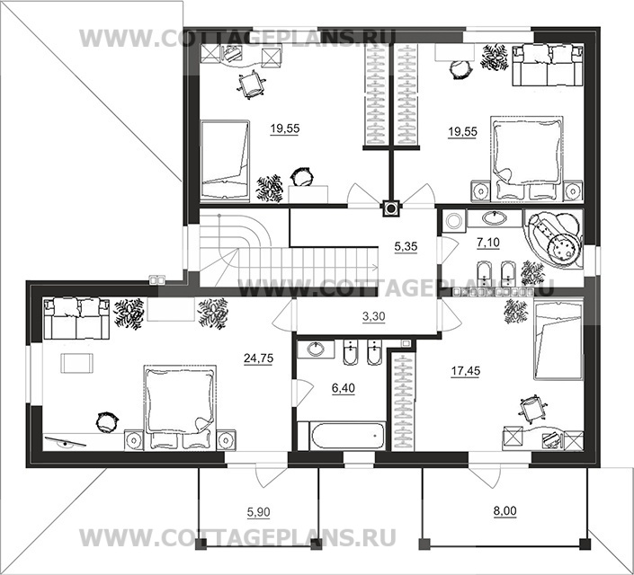 Поэтажные планы проект дома 16-63 общ. площадь 283,60 м2