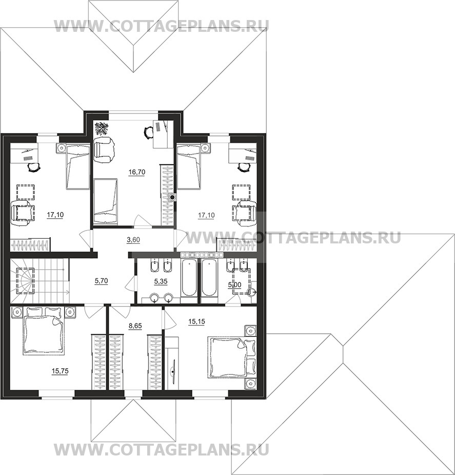 Поэтажные планы проект дома 98-93 общ. площадь 381,10 м2