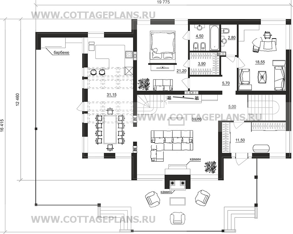 Поэтажные планы проект дома 96-55 общ. площадь 370,20 м2