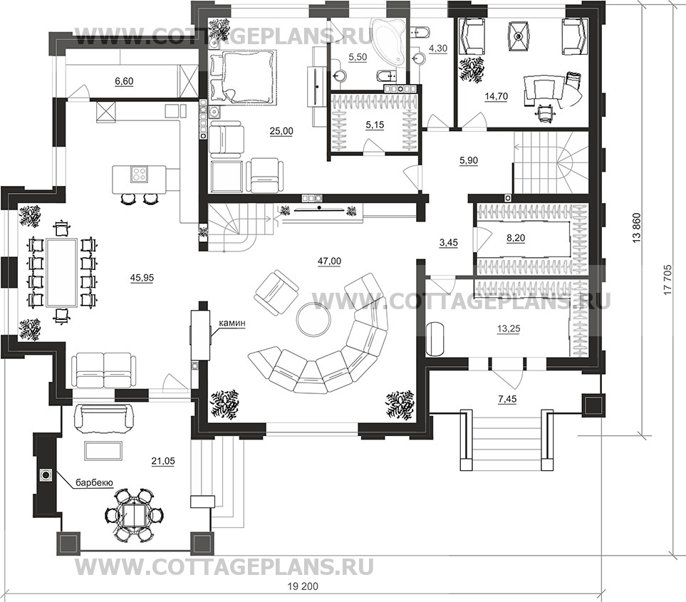 Поэтажные планы проект дома 203-35 общ. площадь 488,9 м2
