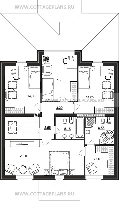 Поэтажные планы проект дома 98-83 общ. площадь 263,85 м2