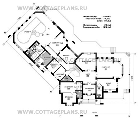 Поэтажные планы проект дома 47-50 общ. площадь 1054,9 м2