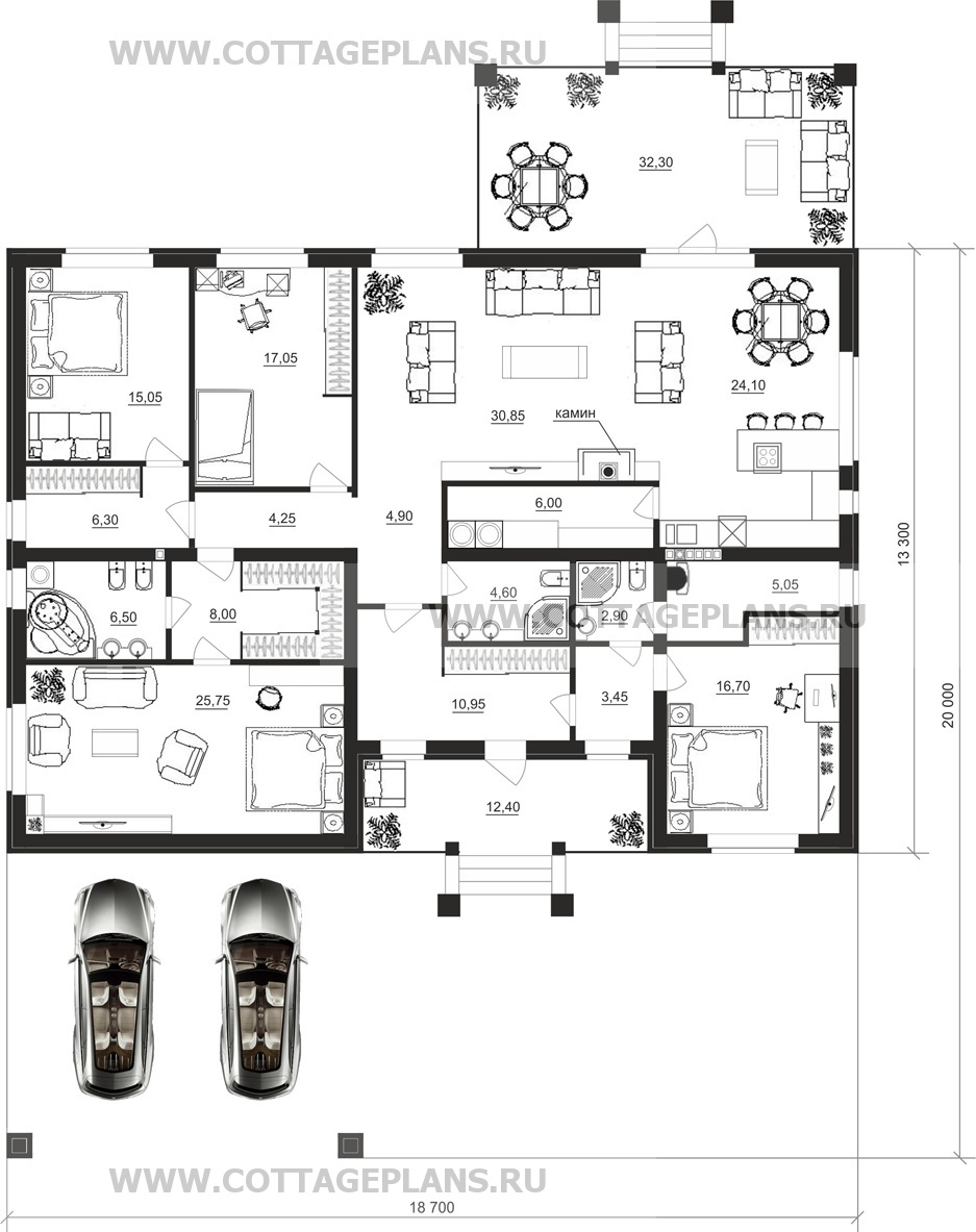Поэтажные планы проект дома 07-04 общ. площадь 192,40 м2