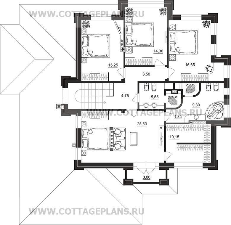 Поэтажные планы проект дома 202-01 общ. площадь 250,40 м2