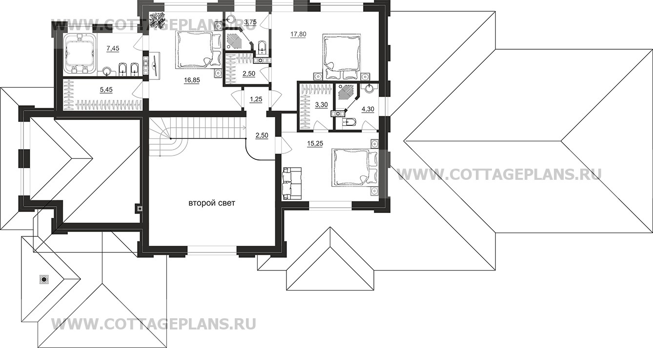 Поэтажные планы проект дома 102-45 общ. площадь 255,35 м2