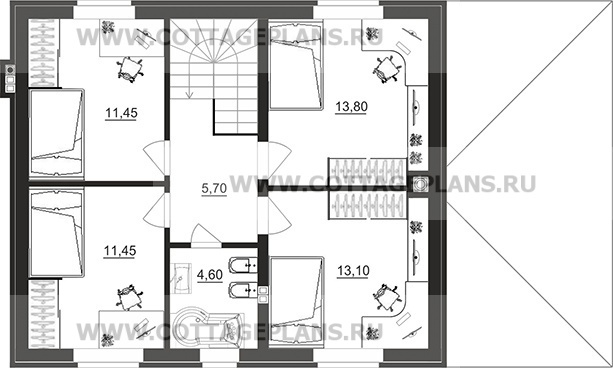 Поэтажные планы проект дома 92-33 общ. площадь 135,85 м2