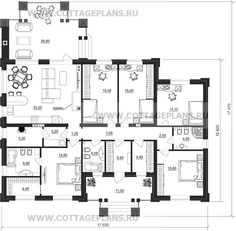 Поэтажные планы проект дома 902-45 общ. площадь 159,95 м2