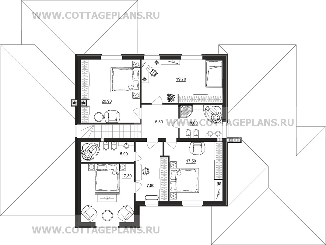 Поэтажные планы проект дома 75-39 общ. площадь 311,25 м2