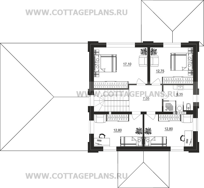 Поэтажные планы проект дома 206-54 общ. площадь 190,35м2